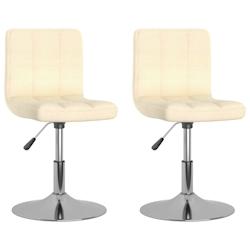 Décoshop26 - Lot de 2 chaises de salle à manger siège pivotant hauteur réglable en tissu crème DEC025216 - 3000255135424_0