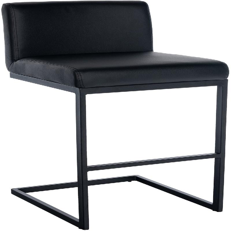 Décoshop26 - Tabouret de bar x1 avec dossier pieds en forme de luge en métal noir assise en similicuir noir 10_0005821 - noir métal 3000265238009_0