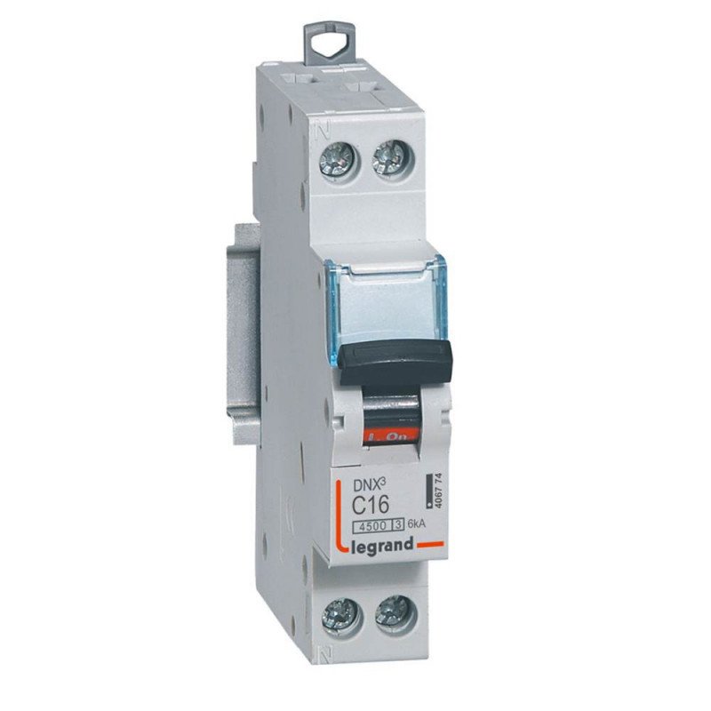 DISJONCTEUR DNX³ 4500 6KA BORNE À VIS 1 MODULE 1P+N 230V 16A - LEGRAND - 406774