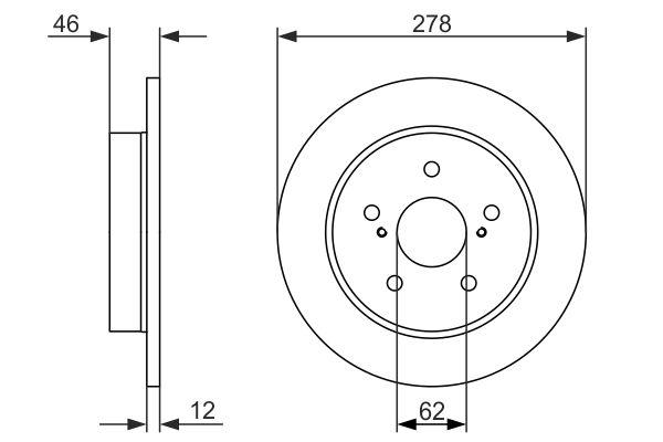 Disque de frein Bosch 0986479752 - boîte de 2 disques - arrière - disque plein - 5 trous - épaisseur 12 mm_0