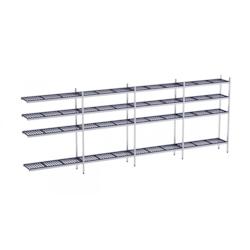 Distform Rayonnage 4 Niveaux en Inox d'Angle avec Clayettes en Polypropylène P.400mm et H.1800mm Inox 6420x400x400x1800mm - 651637942371_0