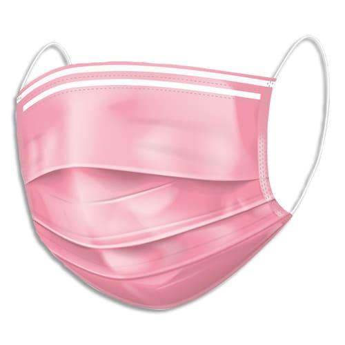 Boîte de 50 masques chirurgicaux jetables 3 plis type IIR - Fabriqué en France - Coloris rose_0