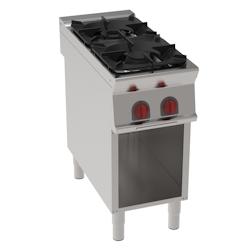 EURAST - Fourneau à gaz 2 brûleurs sur support ouvert - 400x900x900 mm - 14,5 Kw - 34410313 - inox 34410313_0