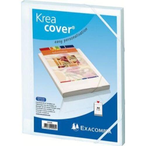 Exacompta Lot de 17 Boîte à élastique EXABOX KREACOVER polypro, personnalisable, dos de 25, coloris blanc - 3130630595892_0