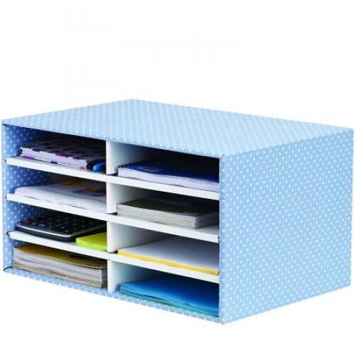 Fellowes Trieur de bureau Bankers Box Style, 8 compartiments, montage automatique FastFold, coloris bleu/blanc - 0043859689576_0
