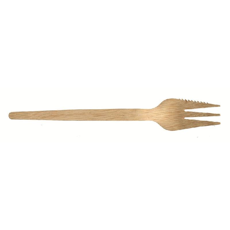 Fourchette 3 dents bord coupant Bambou couleur naturelle 13,5cm - par 2000_0