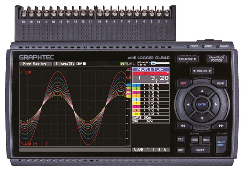 GL840-WV - Enregistreur graphique de données 20 voies, mémoire 4 Go, USB et hautes tensions - GRAPHTEC_0