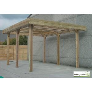 Grand carport bois autoclave 5 mètres - traité pour résister aux intempéries - passage utile 3,90 m - modèle évolutif_0