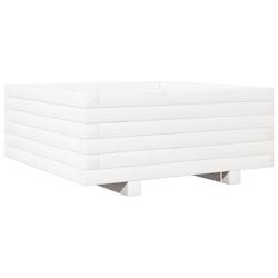 Helloshop26 - Jardinière bac lit surélevé plantes fleurs terrasse jardin 60 x 60 x 26,5 cm bois de pin massif blanc 02_0037705 - 3000214275666_0