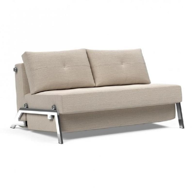 Innovation Living - Canapé design Cubed 02 Chrome convertible 140x200 cm - Tissu Blida gris sable_0