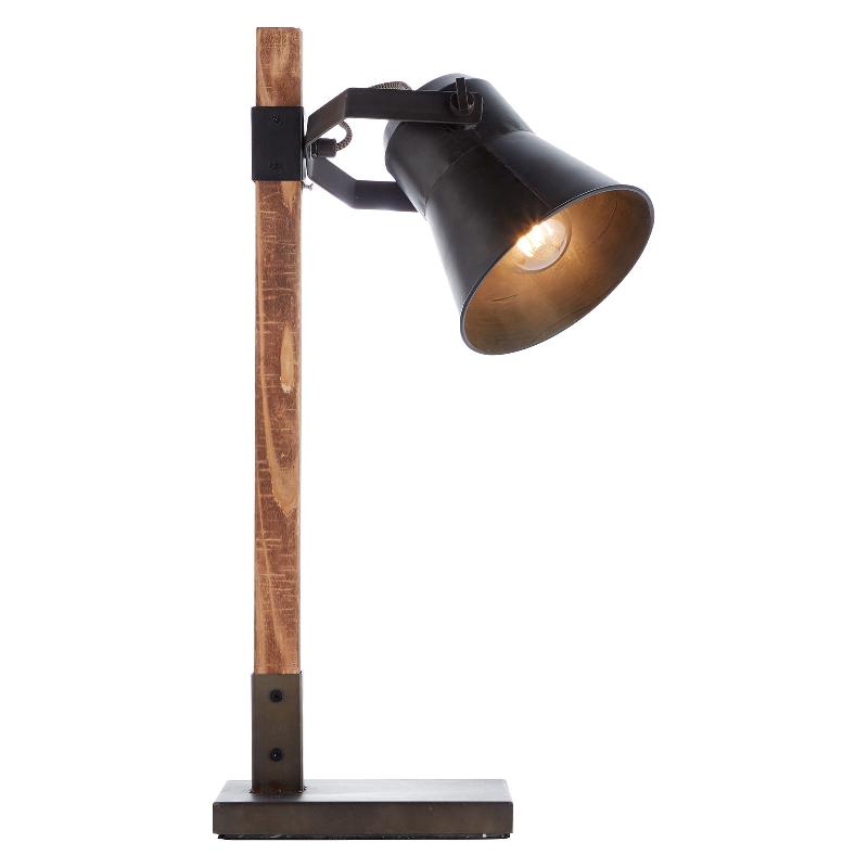 BRILLIANT LAMPE À POSER PLOW, NOIRE/BOIS FONCÉ