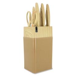 Menastyl - Bloc A Couteaux 6 Pieces En Polypropylene Noisette Et Effet Bois - 3256391024676_0