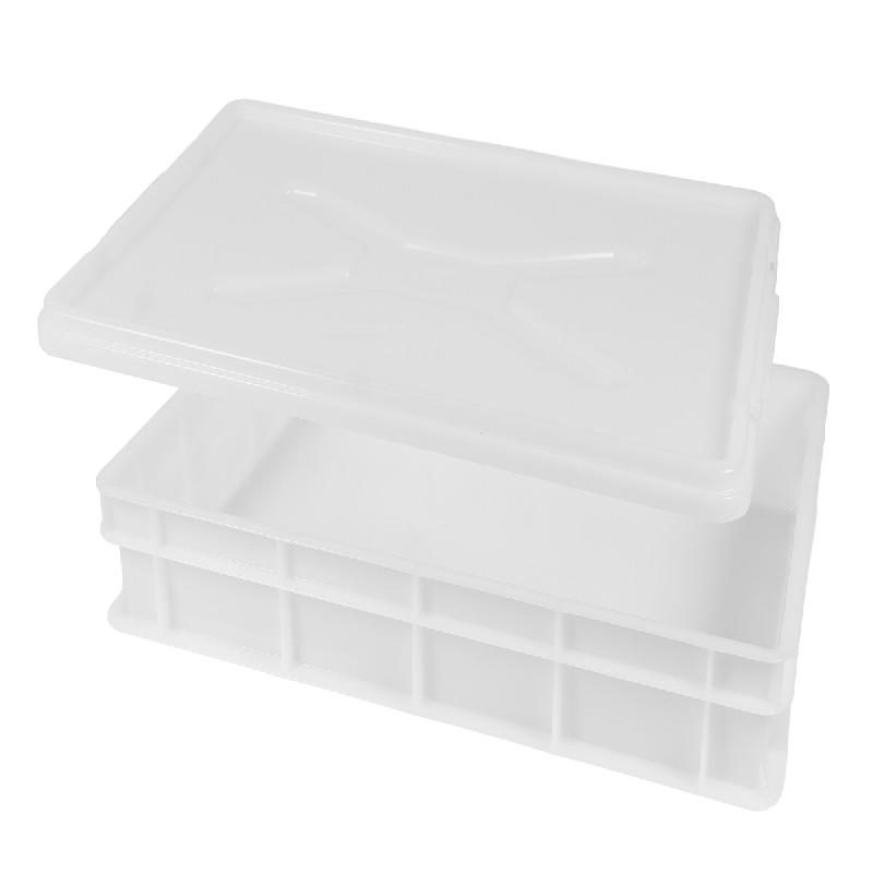 MOLDICA 1 boîte empilable pour la levée du pain et des pizzas + 1 couvercle, polyéthylène, 60 x 40 x 10, blanc - plastique polypropylène PCOOK1COP1G2_0