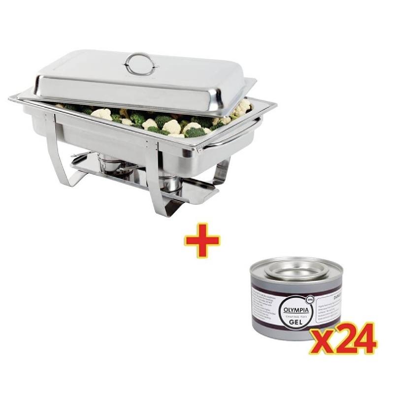 OFFRE SPÉCIALE Chafing dish Milan GN 1/1 + 24 capsules de gel combustibl | Olympia - S600_0