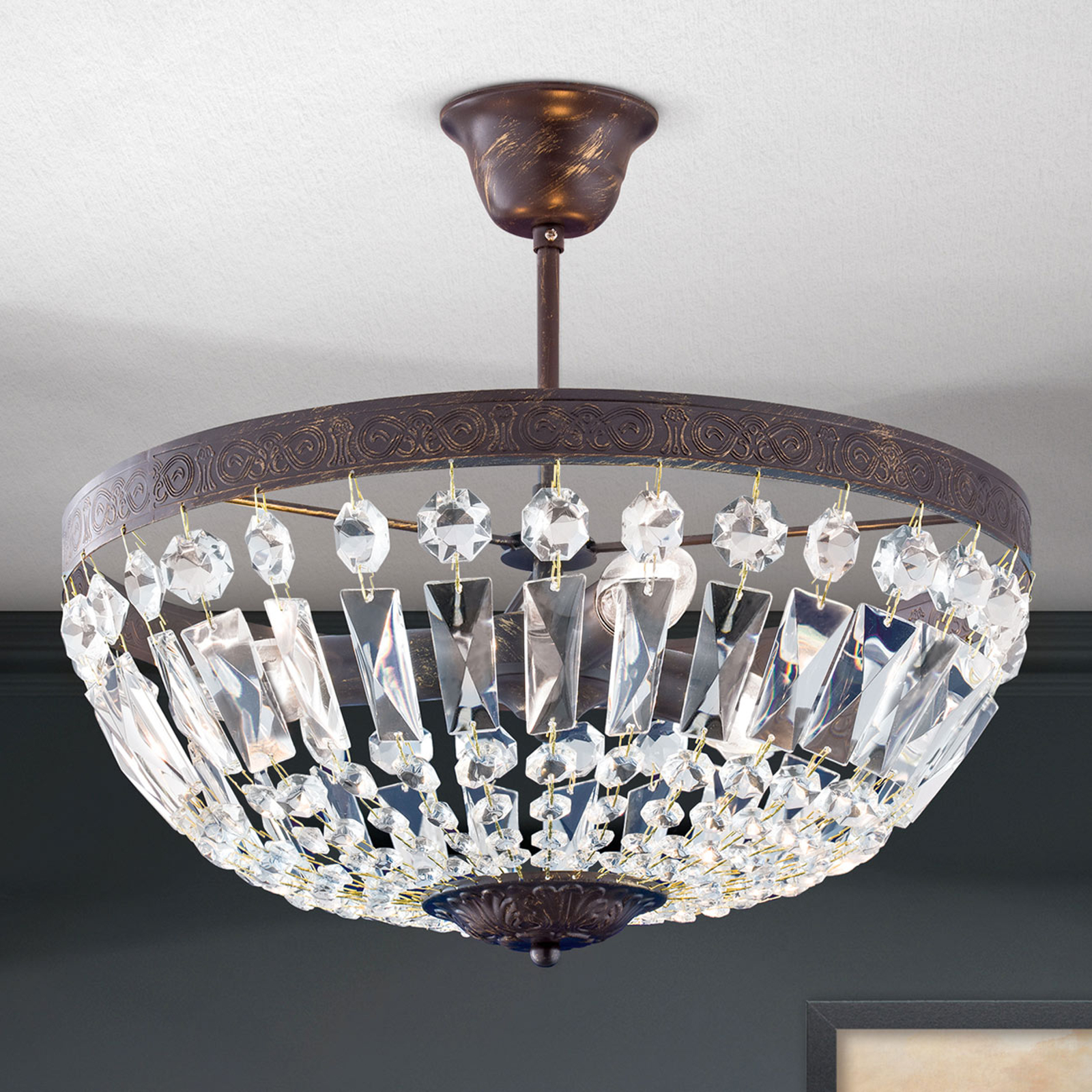 ORION PLAFONNIER ARILA, CHAÎNES EN CRISTAL, Ø 40 CM