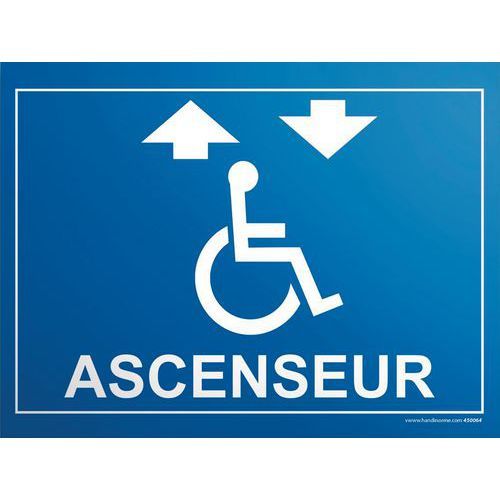 PLAQUE GRAVÉE ACCÈS ASCENSEUR+PICTO HANDICAPÉ FOND BLEU