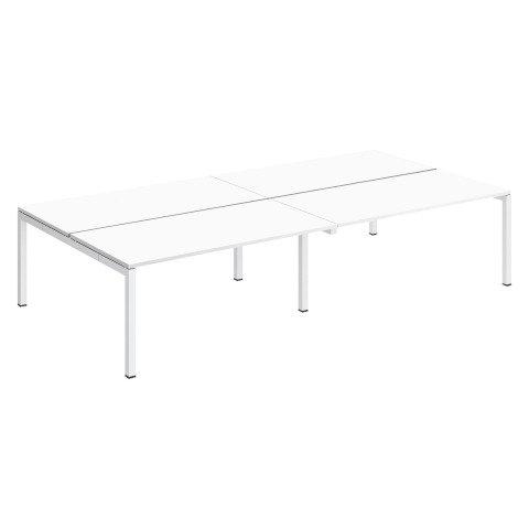 PÔLE 4 BUREAUX DROITS ARKO L 320 X P 168 CM PLATEAUX BLANC PIÈTEMENT MÉTAL ARCHE BLANC