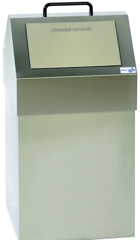 Poubelle de tri sélectif en inox - 45L - Trappe manuelle - Auto-extinguible_0