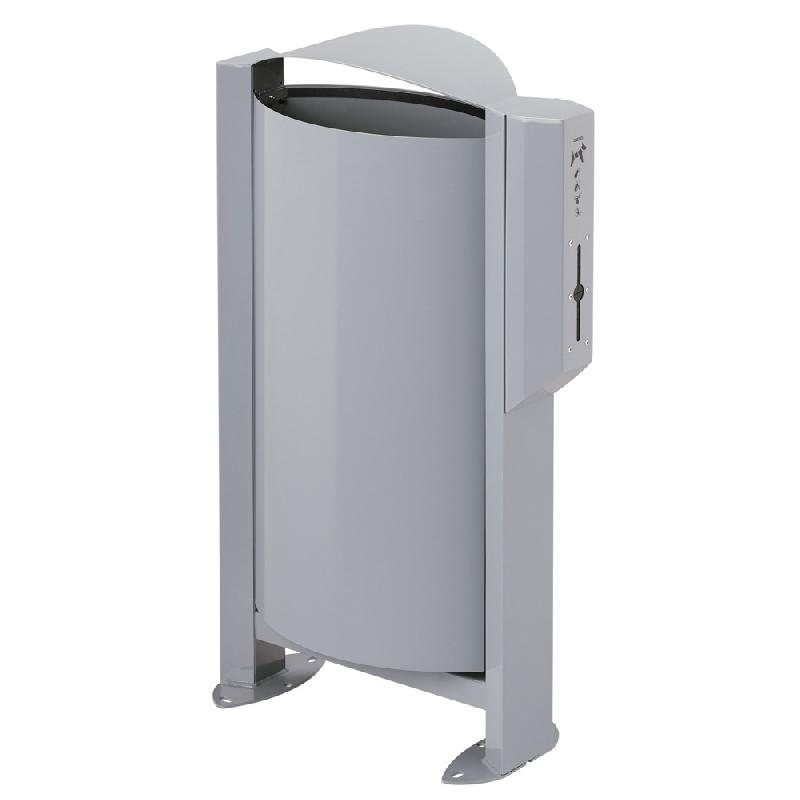 ROSSIGNOL Corbeille sur pied arkea canin avec distributeur de 200 sacs - 60 L - gris metal_0