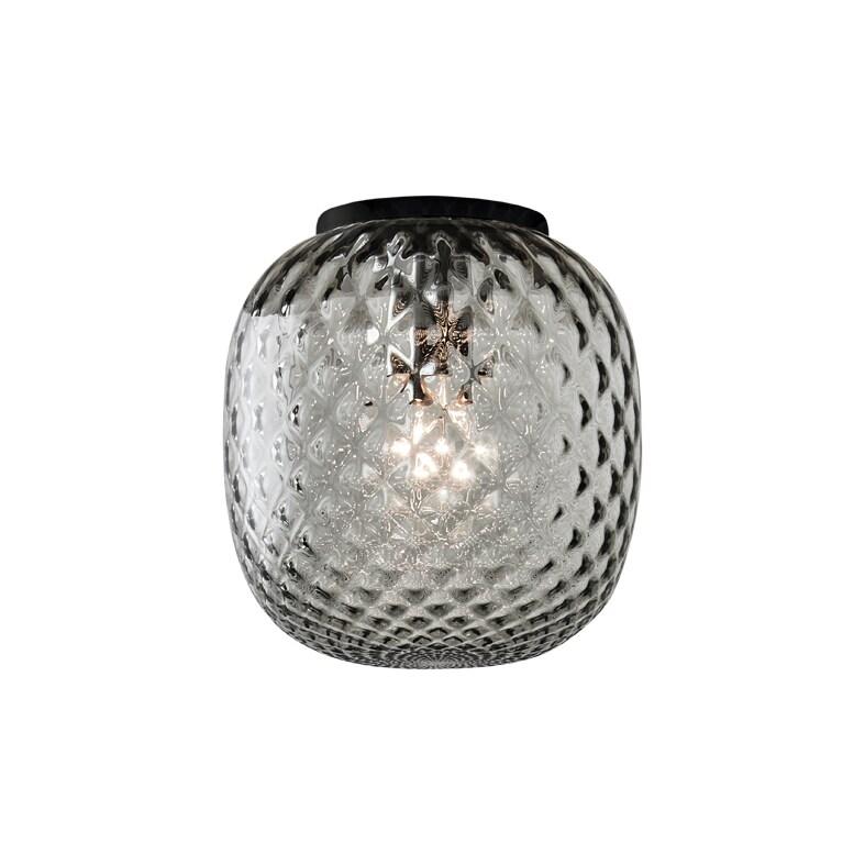 ROSSINI ILLUMINAZIONE Plafonnier Oban Noir En Verre Soufflé Bouche Effet Ballon Fumé - Plafonnier E27 75W - Groupe Rossini - gris OBA202NFU_0