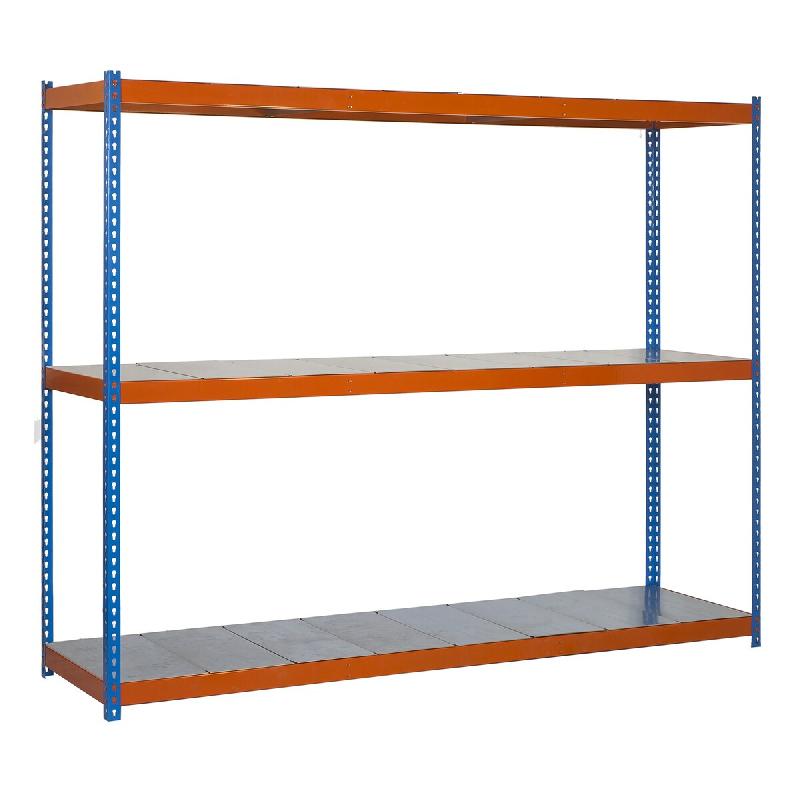SimonRack Rayonnage industriel, 2000x1200x450 mm, 400 kg au point de flexion, 3 étagères métalliques, Bleu/Orange/Galvanisé- Ecoforte - orange mé_0