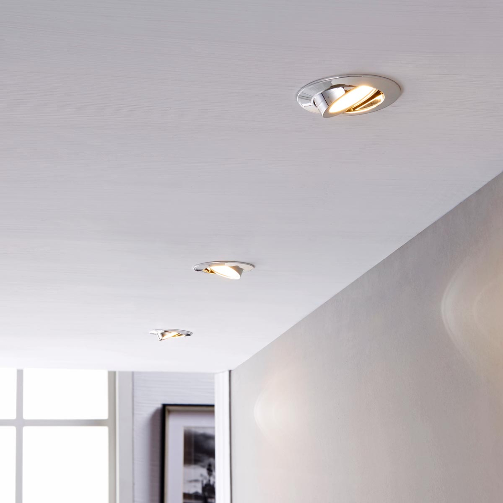 LINDBY SPOT ENCASTRABLE LED ANDREJ, ROND, CHROMÉ, SET DE 3 PIÈCES