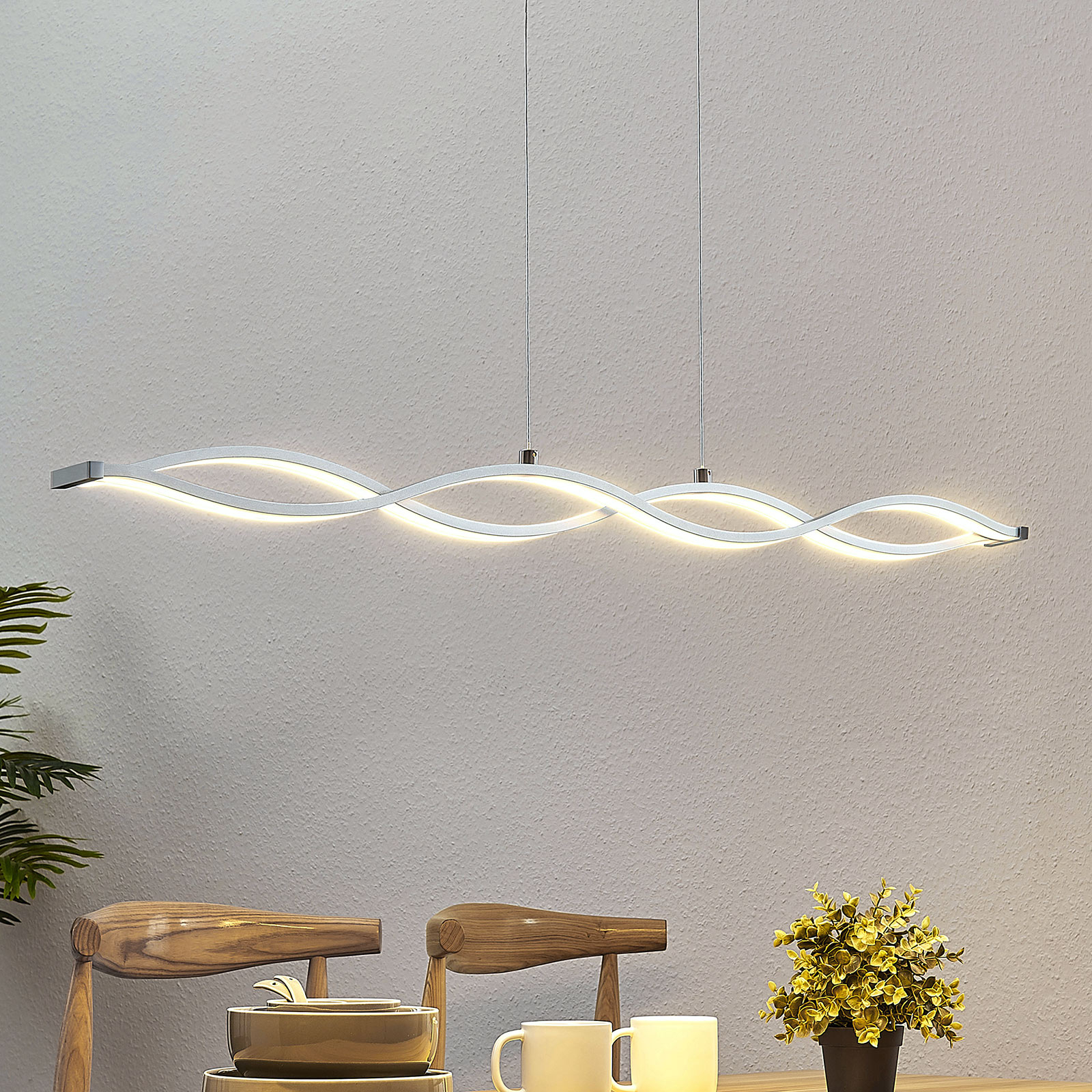 LUCANDE SUSPENSION LINÉAIRE LED ROAN, EN FORME DE VAGUE