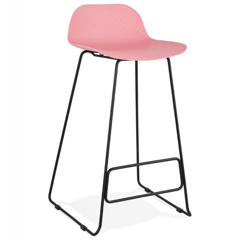 Tabouret de bar Blitz 95 cm rose & noir - Paris Prix - Compatible table/bar haute, métal et polypropylène_0