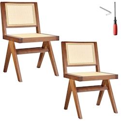 TecTake GmbH tectake Lot 2 chaises en bois avec cannage viennois design rétro chêne foncé - 405908 - beige Bois massif 405908_0