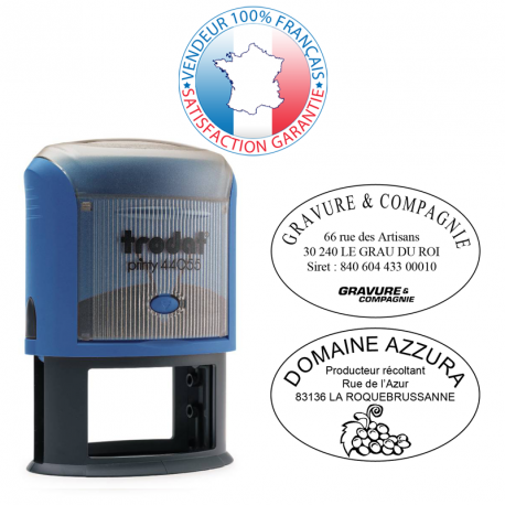 Tampon encreur Trodat Printy 44055 - empreinte personnalisable 7 lignes 55 x 35 mm avec cassette d'encre noire_0