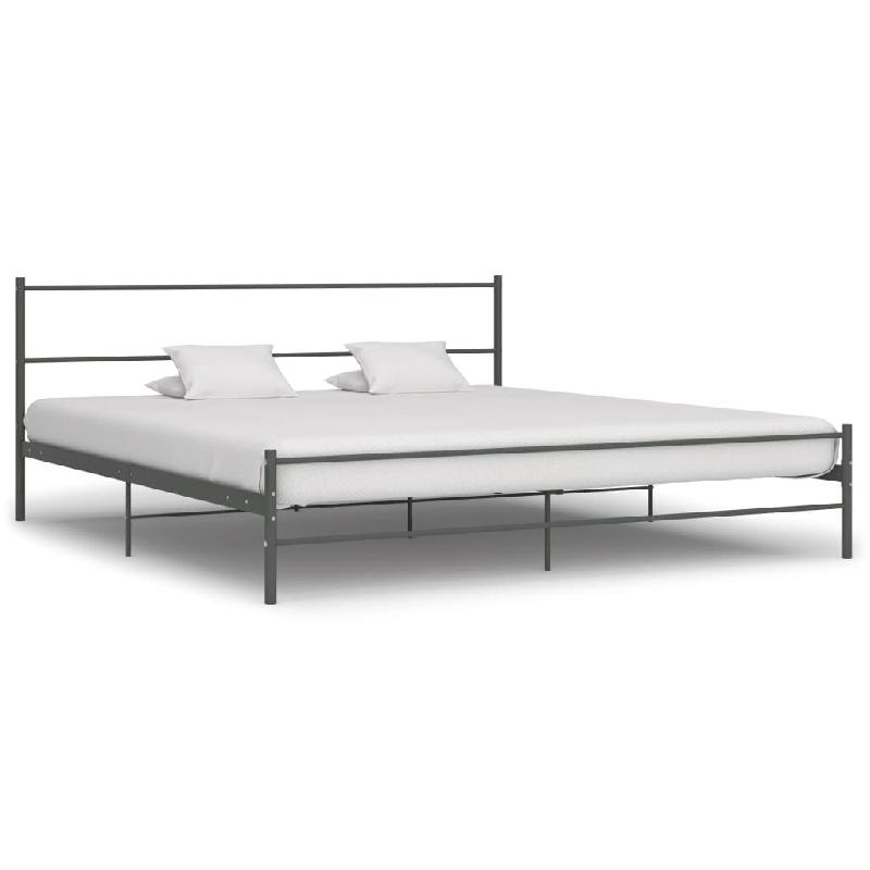 VidaXL Cadre de lit sans matelas gris métal 200x200 cm Modèle Kermelor - 284687_0