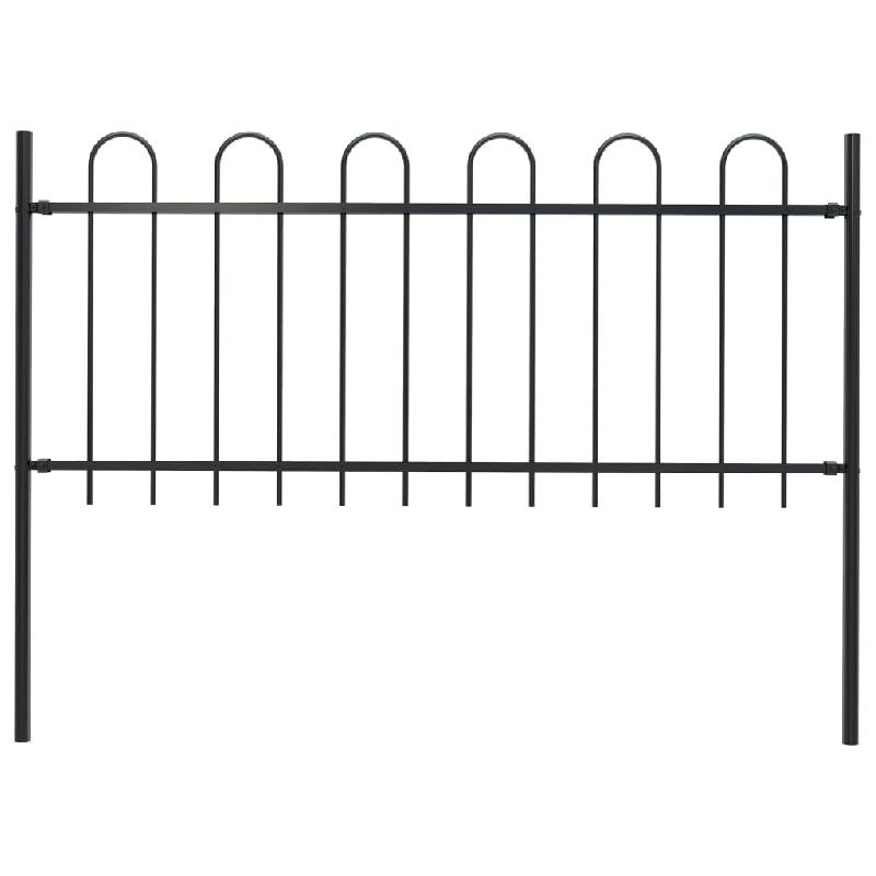 Vidaxl clôture de jardin avec dessus en cerceau acier 1,7 m noir 144929_0