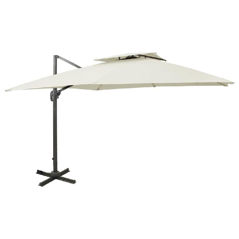 VidaXL Parasol de jardin déporté avec double plateau 300 x 300 cm Sable Modèle Titan Horizon - beige 312368_0