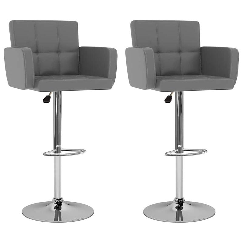VidaXL Tabourets De Bar Lot De 2 Gris Similicuir - gris 323658_0