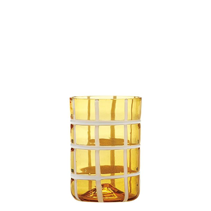 Zafferano Twiddle - Lot De 6 Verres En Verre Soufflé Ambré 35 Cl, Faits Main Avec Déco Blanche, Lavables Au Lave-Vaisselle - transparent 8051827970771_0