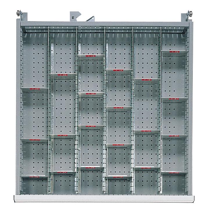 Agencement pour tiroir h.150 mm d'armoire métallique m en casiers amovibles l.90 mm_0