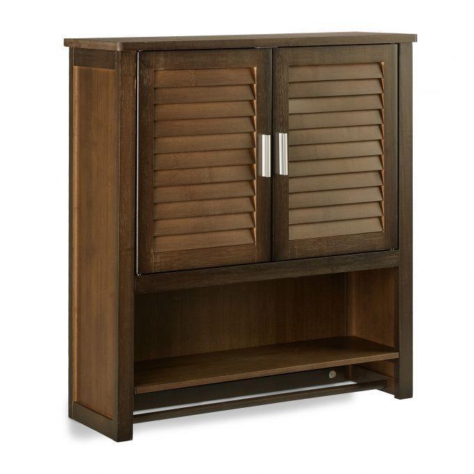 Armoire suspendue salle de bain - pharmacie en bambou bois marron - 66x62x20 cm - 13_0000298_0