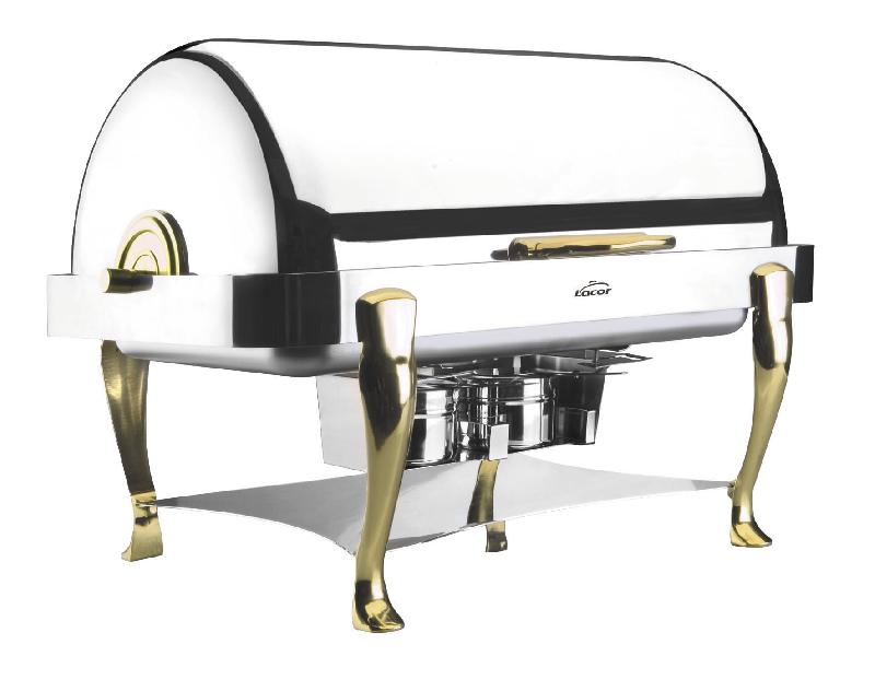 Bain-marie Roll Top avec pieds en laiton - Chafing dish inox 18/10 de qualité professionnelle 9L_0
