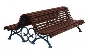 Banc romantique en bois exotique et fonte - résistant aux intempéries_0