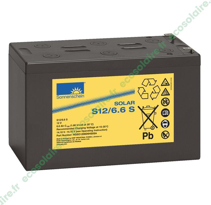 Batterie Sonnenschein Solar S12/6,6 - 6,6Ah 12V - Étanche au gel - Technologie Dryfit_0