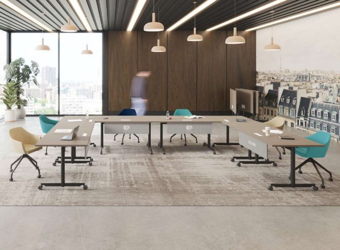 Bureau de réunion - Gamme EVOLVE - Table de 6 à 16 places - Plateau mélaminé haute qualité_0