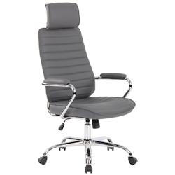 CLP Fauteuil de bureau  Rako en véritable cuir ajustable et pivotant Gris - gris cuir 317956_0