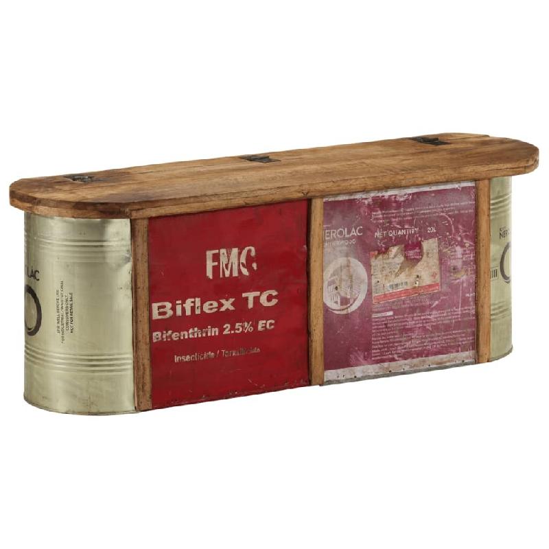 Décoshop26 - Banquette avec espace de rangement 120 x 30 x 40 cm en bois de récupération multicolor DEC024670 - 3000254838609_0