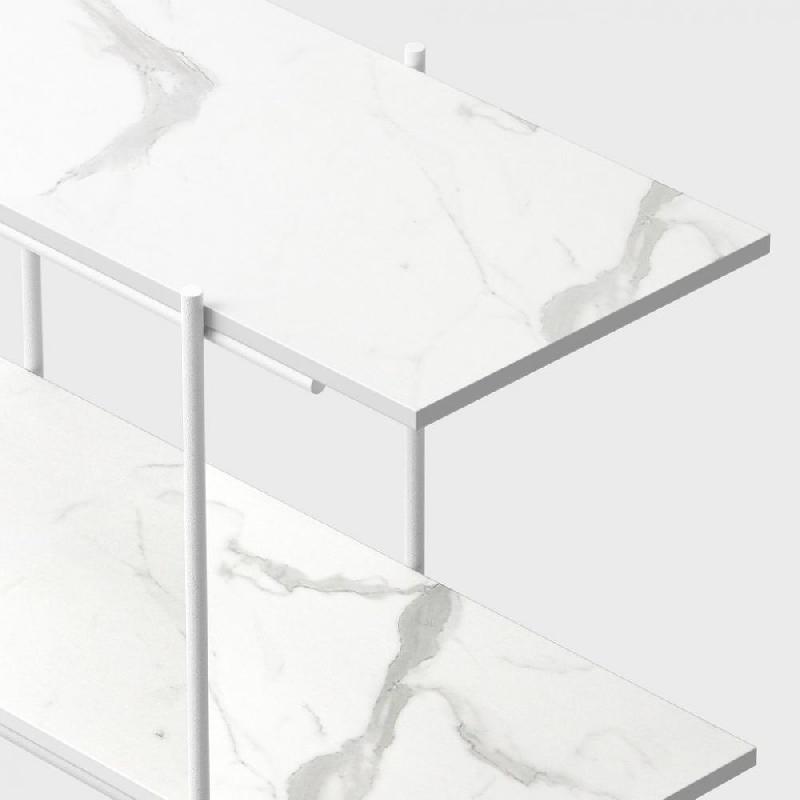Étagère de sol BIPLANO - coloris blanc marbre - design tendance - Pezzani Italia_0