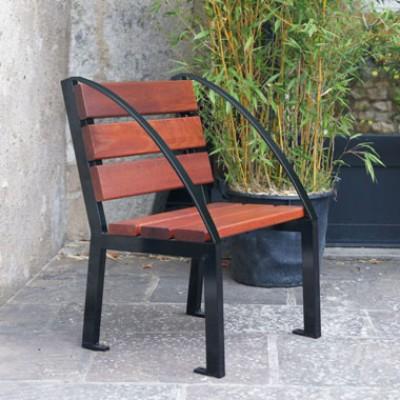 Fauteuil Silaos - Banc public en acier et bois certifié PEFC - 600 mm de longueur_0