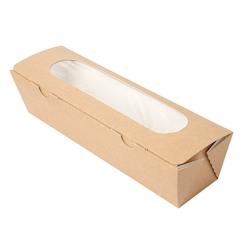 García de Pou Garcia de Pou 200 Unités - Boîtes Sandwich Avec Fenêtre - Baguette 'Thepack' 220 G/M2 + Opp 27,5X8X6,2 Cm Naturel Carton Ondulé Nan_0