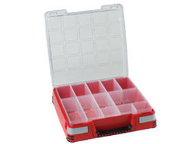Mobil-Box basse - 12 compartiments - robuste et résistante - plastique rouge 343x326x79 mm - réf. 486-10566_0