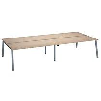 Pôle de 4 bureaux droits chêne clair L 180 x P 80 cm, piétement métal aluminium - Arch_0