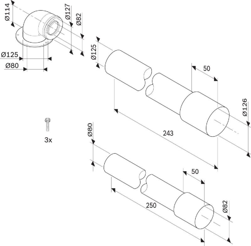 Raccord 3ce pression (80/125) azb939 7716780199_0