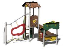 Structure de jeux combinées 1 tour avec kiosque - AMA10909I - CREA Équipements - Pour enfants de 2 à 5 ans - Capacité 14 enfants_0